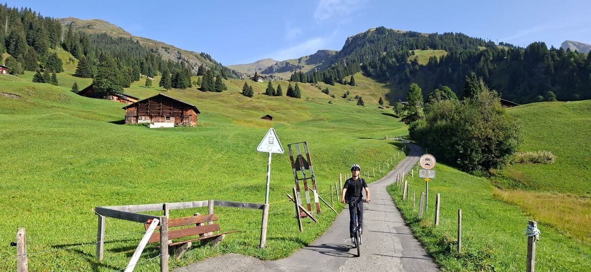 Los prados alpinos de Grindelwald desde el Trottibike